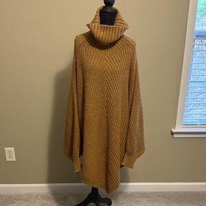 Torrid Camel Cowl Neck Poncho Sweater